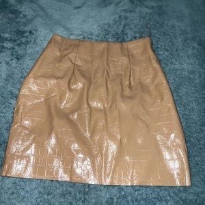 Fashion Nova light brown printed leather skirt